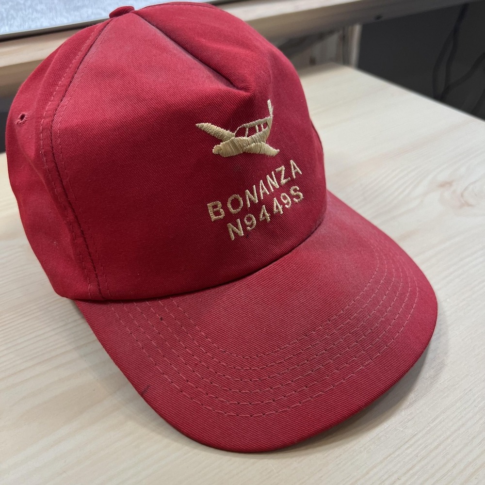 Vintage Bonanza N9449S Hat Cap Strap Back Mens One‎ Size Red Plane Aviation - Picture 2 of 6
